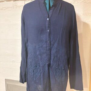 Women's dark blue embroidered tunic